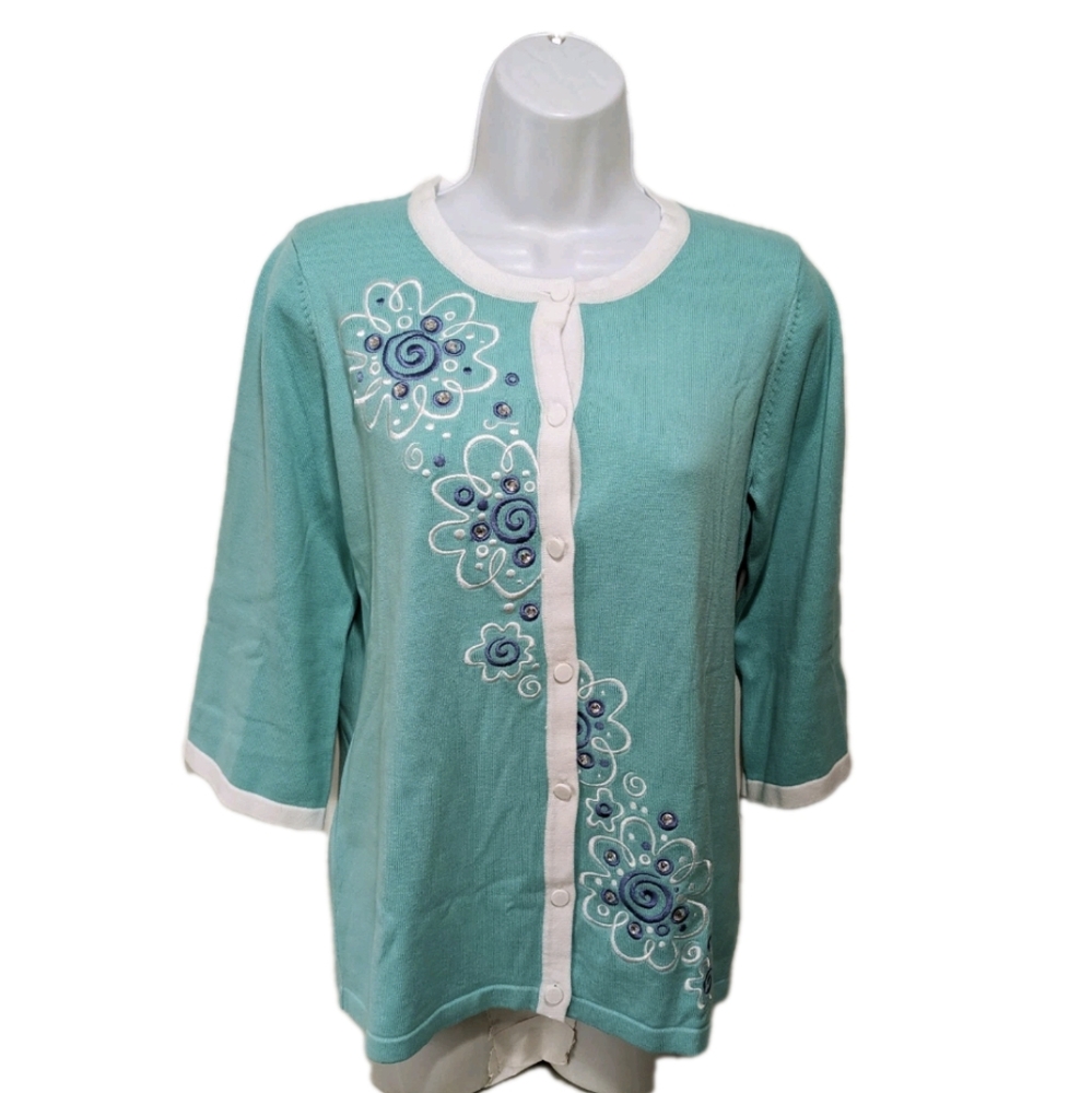 NWT Bob Mackie Wearable Art Cardigan Sweater XS Classic Spring Summer #200L